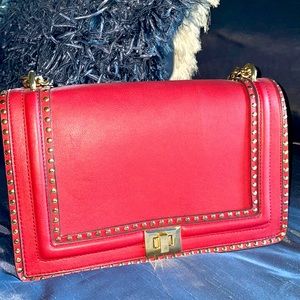 Red Crossbody bag with Rivets